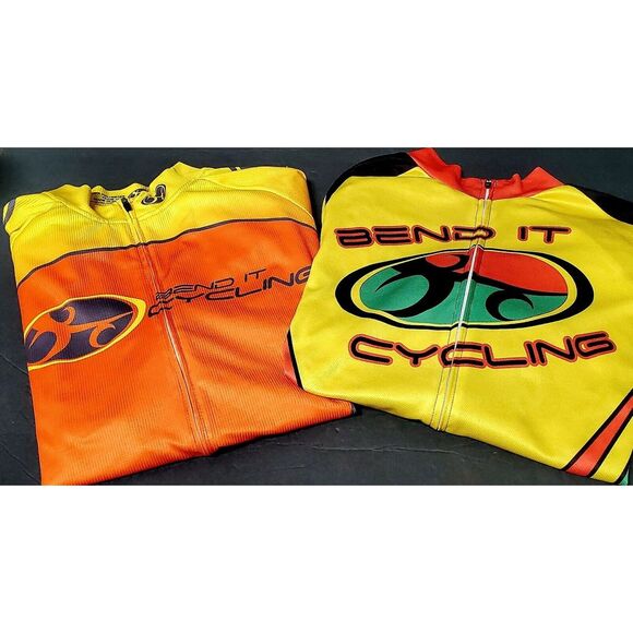 Bend It Cycling Jersey Bundle LG Club Cut (1) Org/Yel(1) Org/Yel/Grn Cycle Bike - Picture 5 of 16